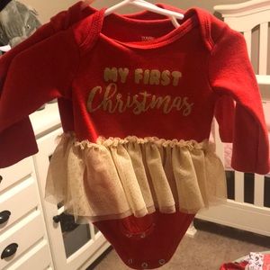 My 1st Christmas onesie with connected tutu
